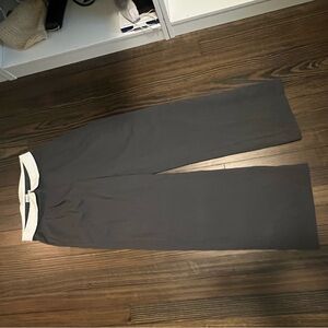 Princess Polly Gray Wide-Leg Pants with White Waistband